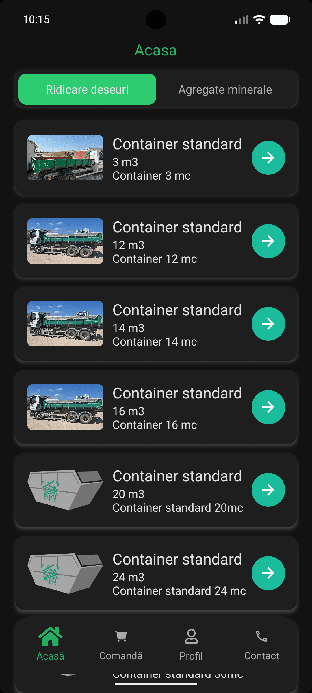Screenshot aplicație BlueBin
